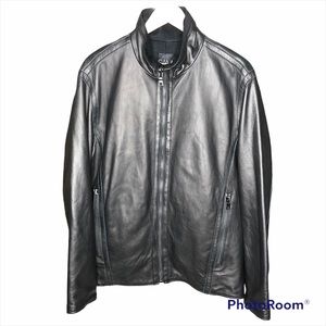 SAM. Men’s Black Leather Jacket Sz M